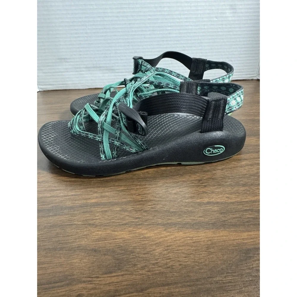 チャリポコ Chaco ZX3 Classic Sport Sandals Womens 8 Green Black Strappy Outdoor